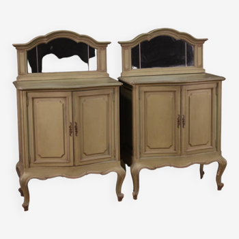 Pair of 20th century italian lacquered sideboards with mirror