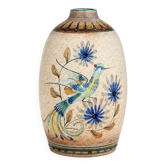 Large stoneware vase signed Robert Mahéo – Belle-Île-en-Mer – Bird decoration