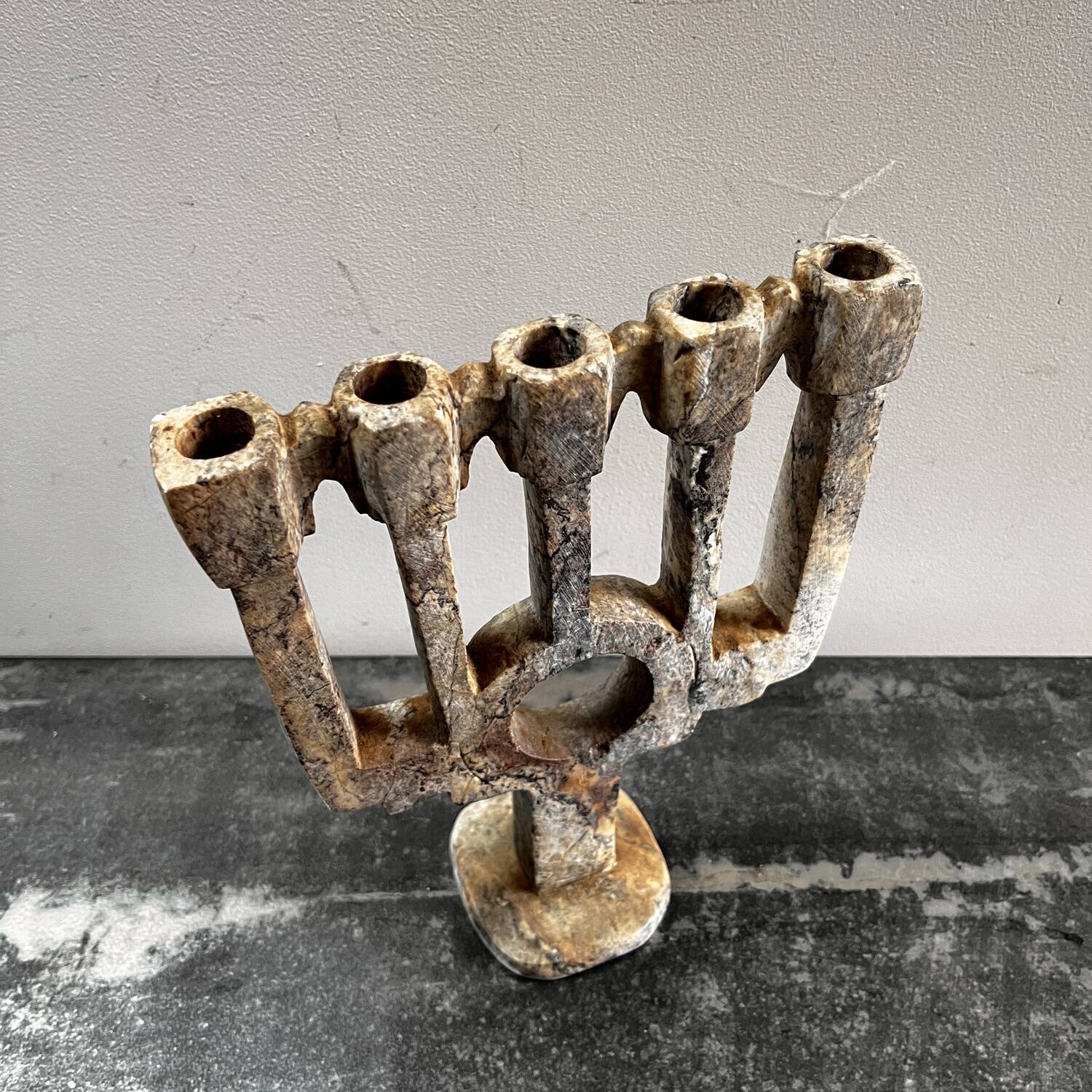 Brutalist stone candlestick