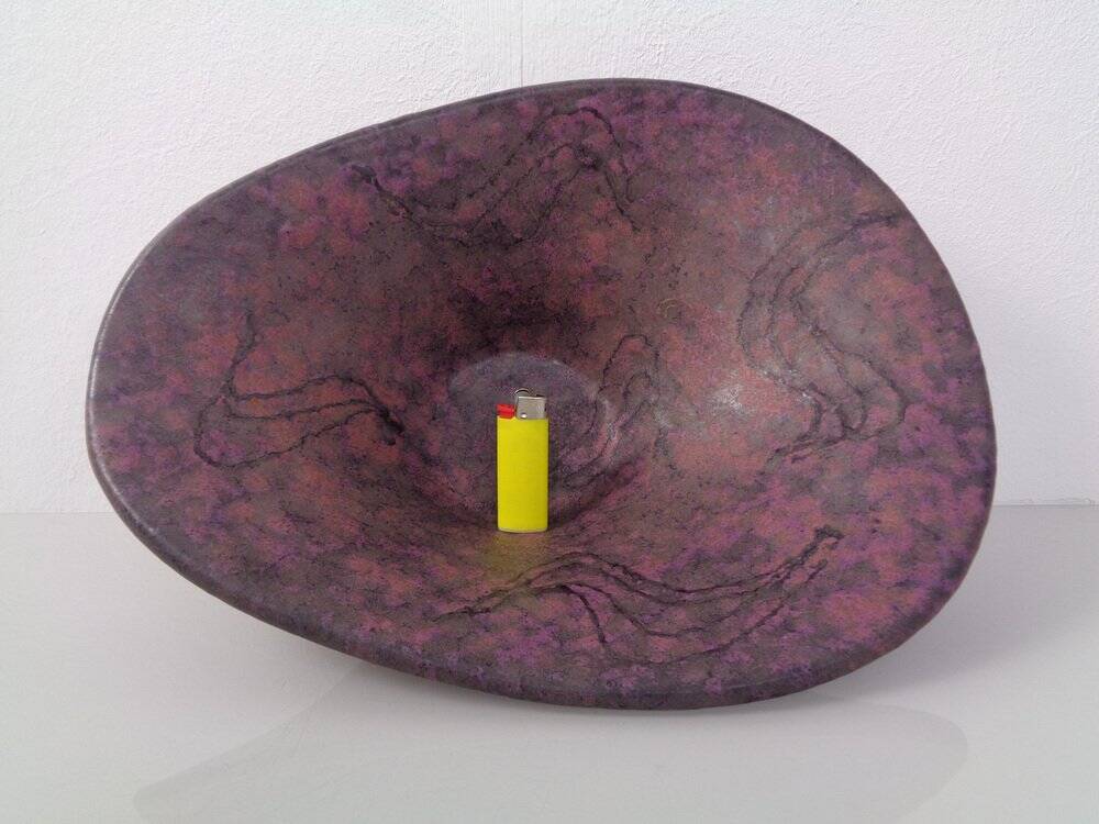 Large Purple & Black 704 Ruscha Art Ceramic Bowl, Germany, 1960s