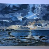 Seasideboard brittany oil painting on canvas