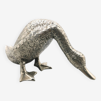 Silver bronze sculpture - duck / goose - france 1940