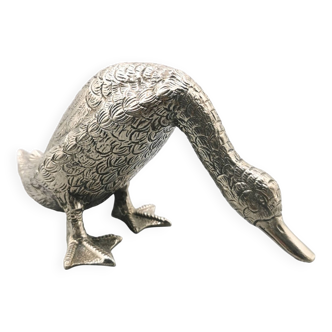 Silver bronze sculpture - duck / goose - france 1940