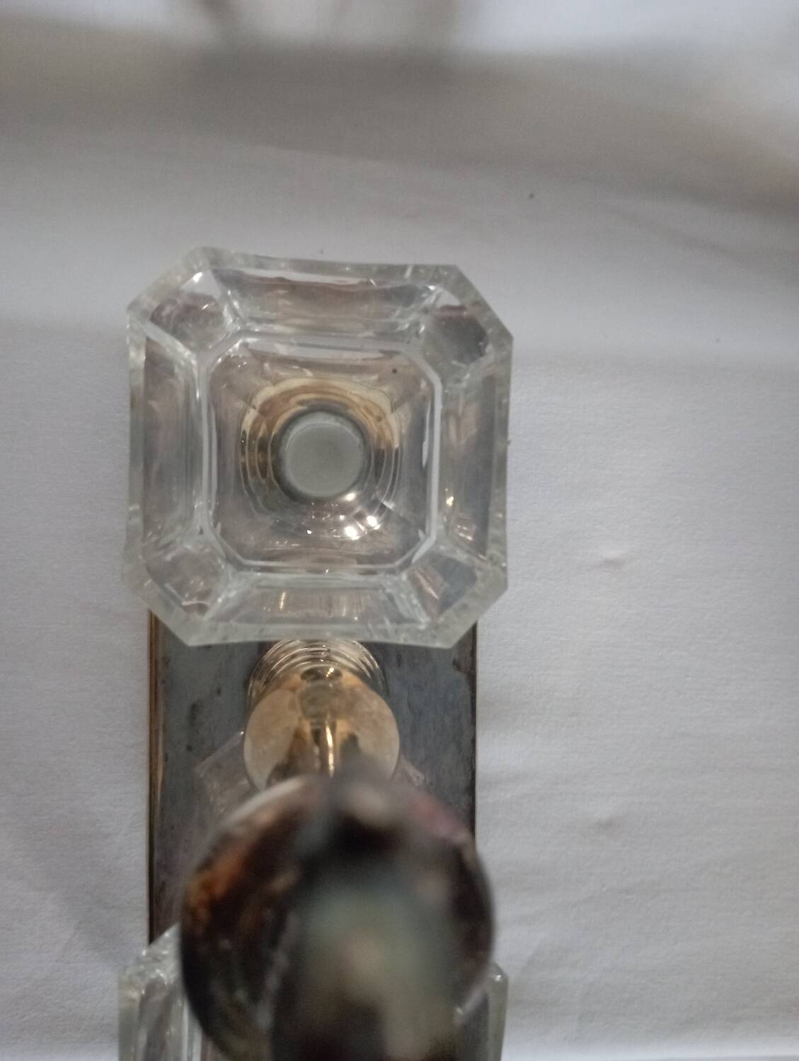 Crystal and silver-plated metal salt cellar