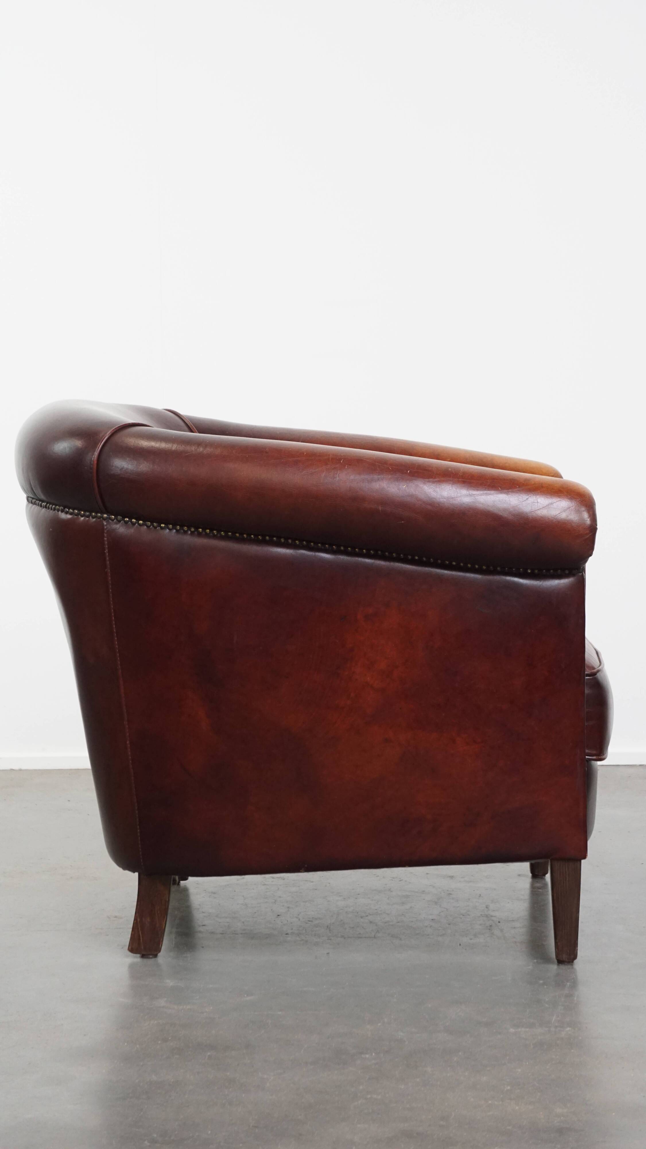 Cowhide Leather Club Chair in English Style