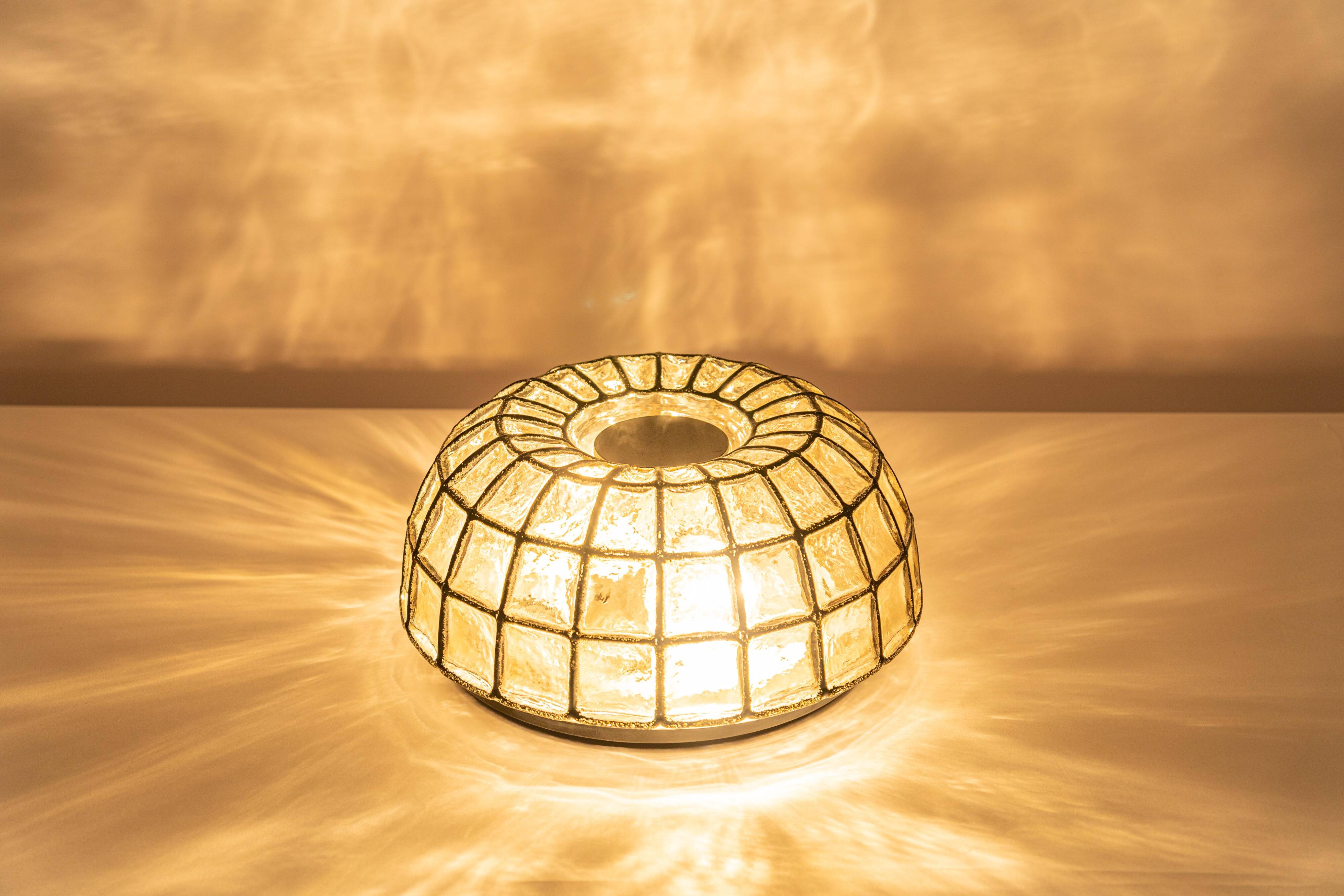 Ceiling lights in iron and clear glass by Limburg, Germany, 1960s.