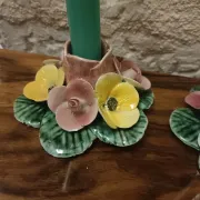 Pair of Italian ceramic candle holders
