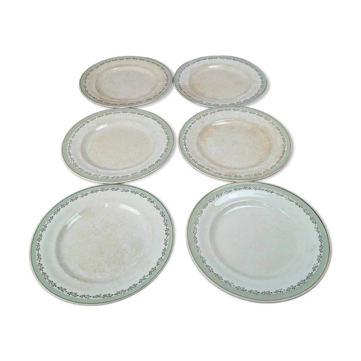 Set of 6 vintage Saintonge flat plates – semi-porcelain