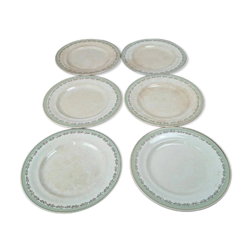 Set of 6 vintage Saintonge flat plates – semi-porcelain