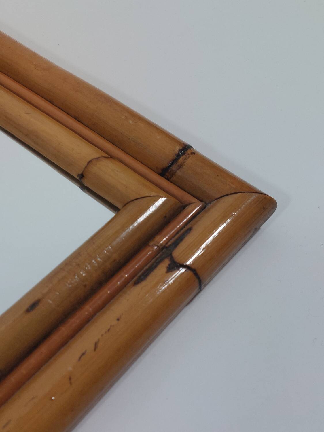 Vintage Mid Century Wandspiegel Bambus Boho 70s