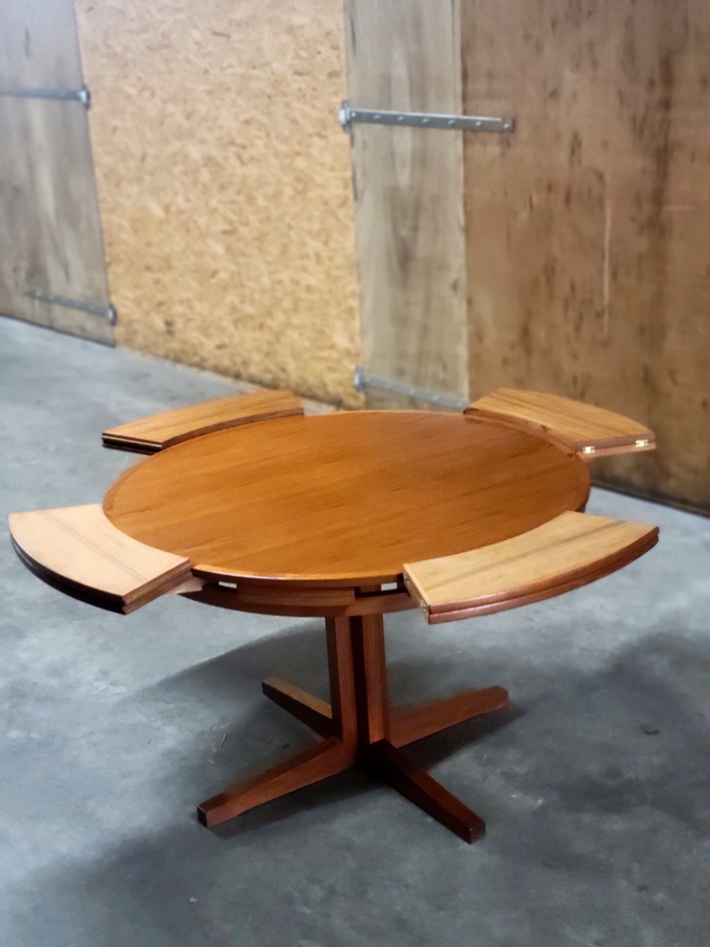 Dyrlund Flip Flap Lotus dining table in teak Denmark 1960