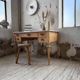 Blonde walnut desk and pine top 1900