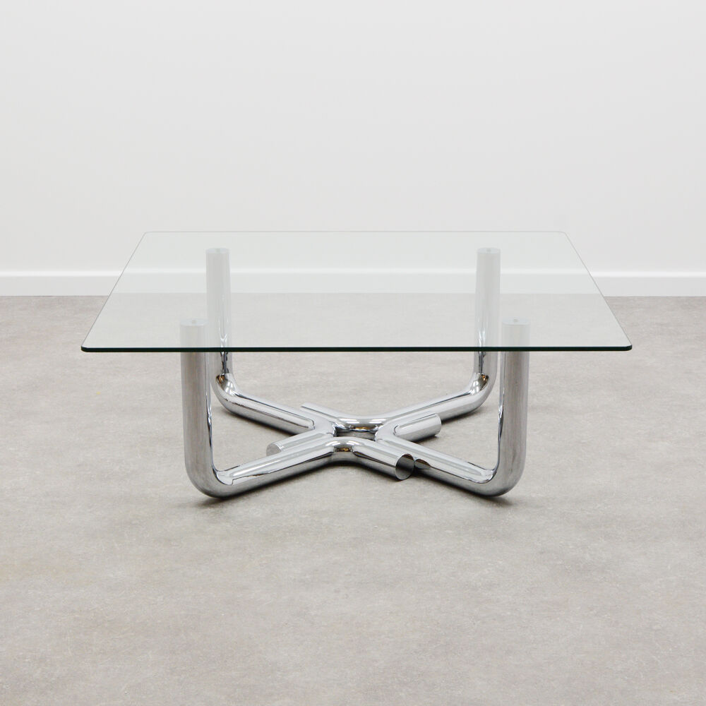 70s design chrome coffee table
