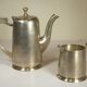 Silver-plated metal coffee pot and milk jug