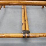 Vintage bamboo coffee table with smoked glass top