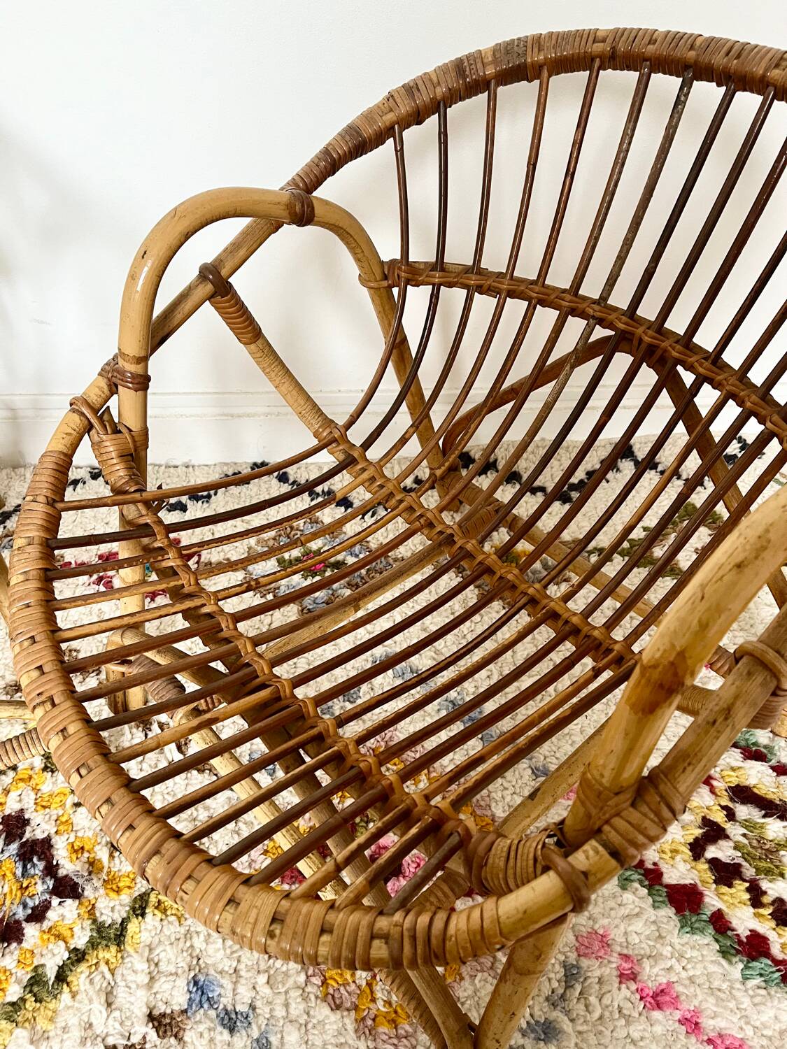 Pair of vintage rattan armchairs
