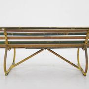 Banc vintage en bois et fer, années 1930