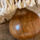 Olive wood and macramé lamp