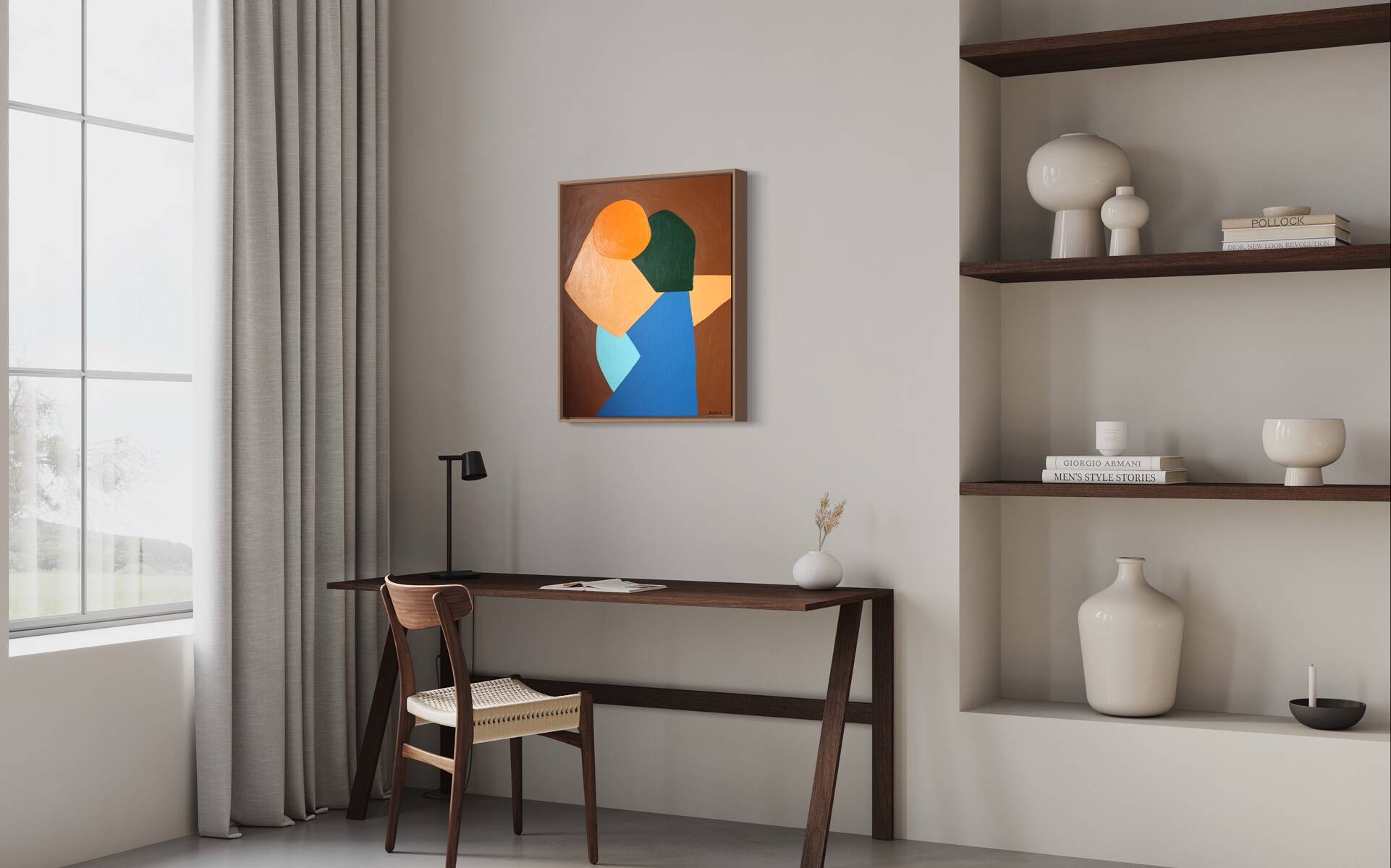 Come closer minimalist painting couple
