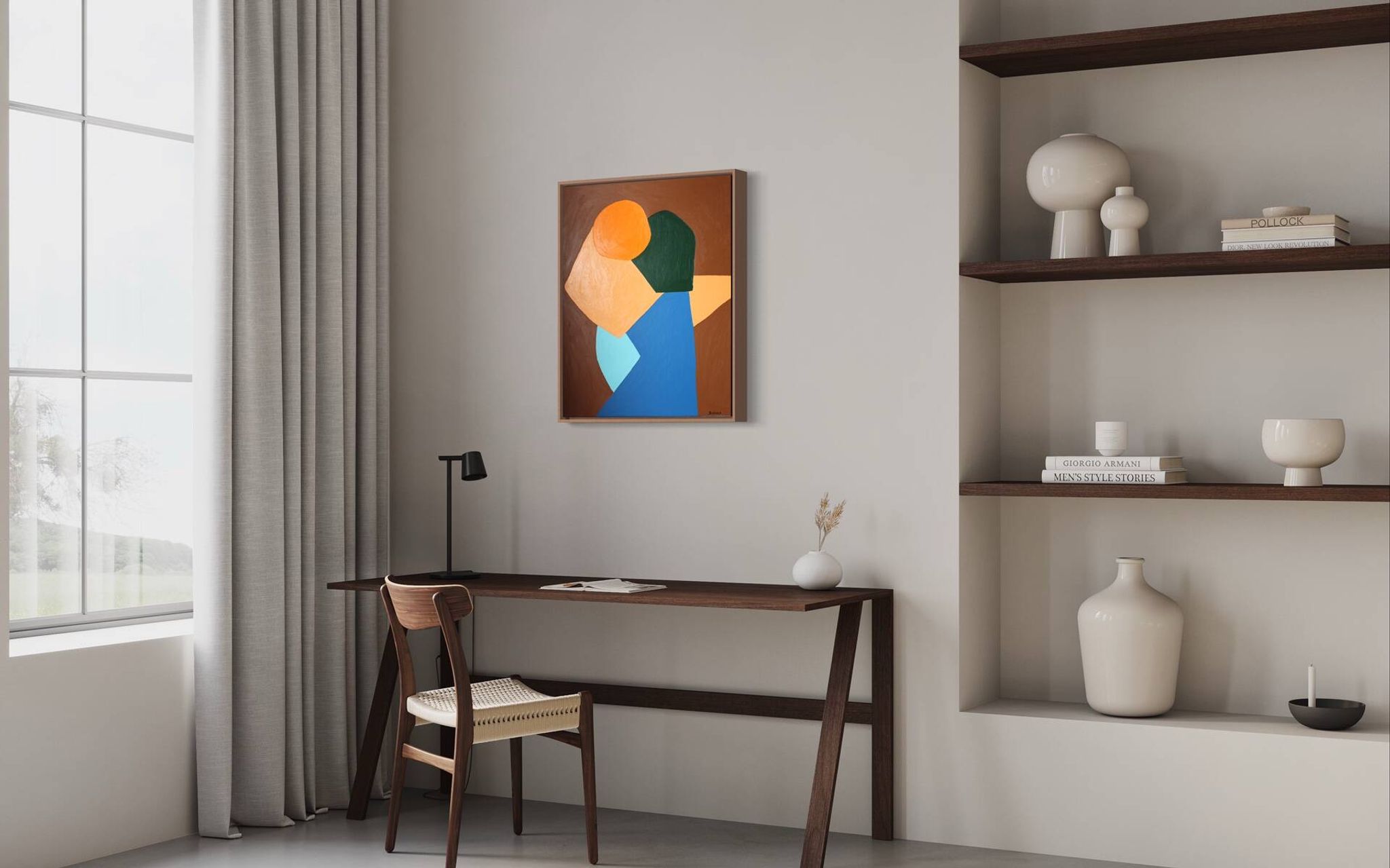 Come closer minimalist painting couple