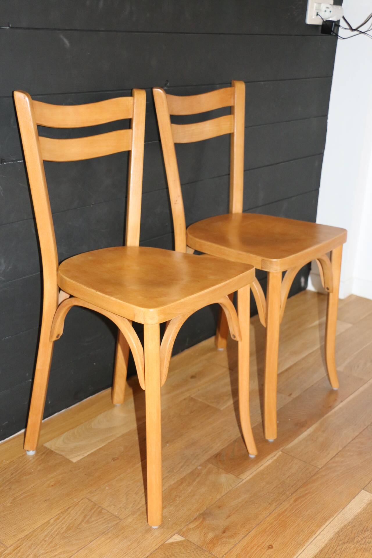 2 Baumann No. 19 chairs in light beech