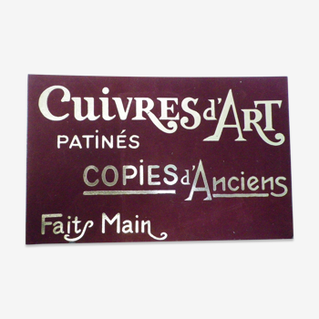 Plaque publicitaire "Cuivres d'Art"  1965