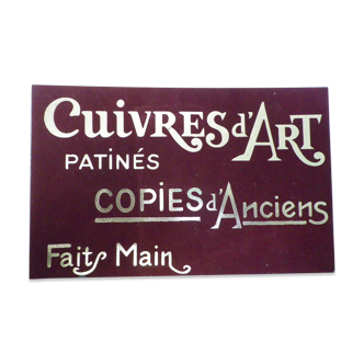 Plaque publicitaire "Cuivres d'Art"  1965