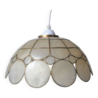 suspension luminaire en nacre et laiton bulles vintage