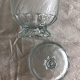 Old candy box in cut and chiseled smoked glass with ART DECO ears of wheat decorations