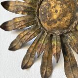 Ceiling or wall light with sun motif, brass, 1950s