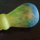 Blue-yellow marbled glass tulip in colochinte - signed