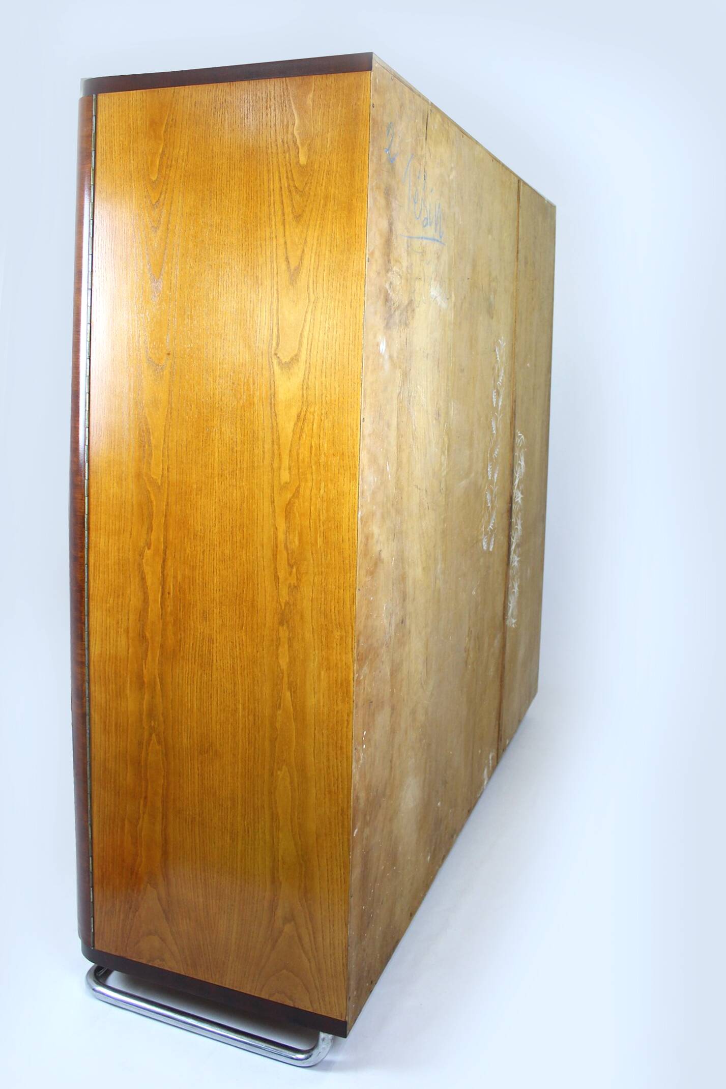 Vintage Bauhaus Chromed Tubular Steel Wardrobe by Hynek Gottwald, 1930s