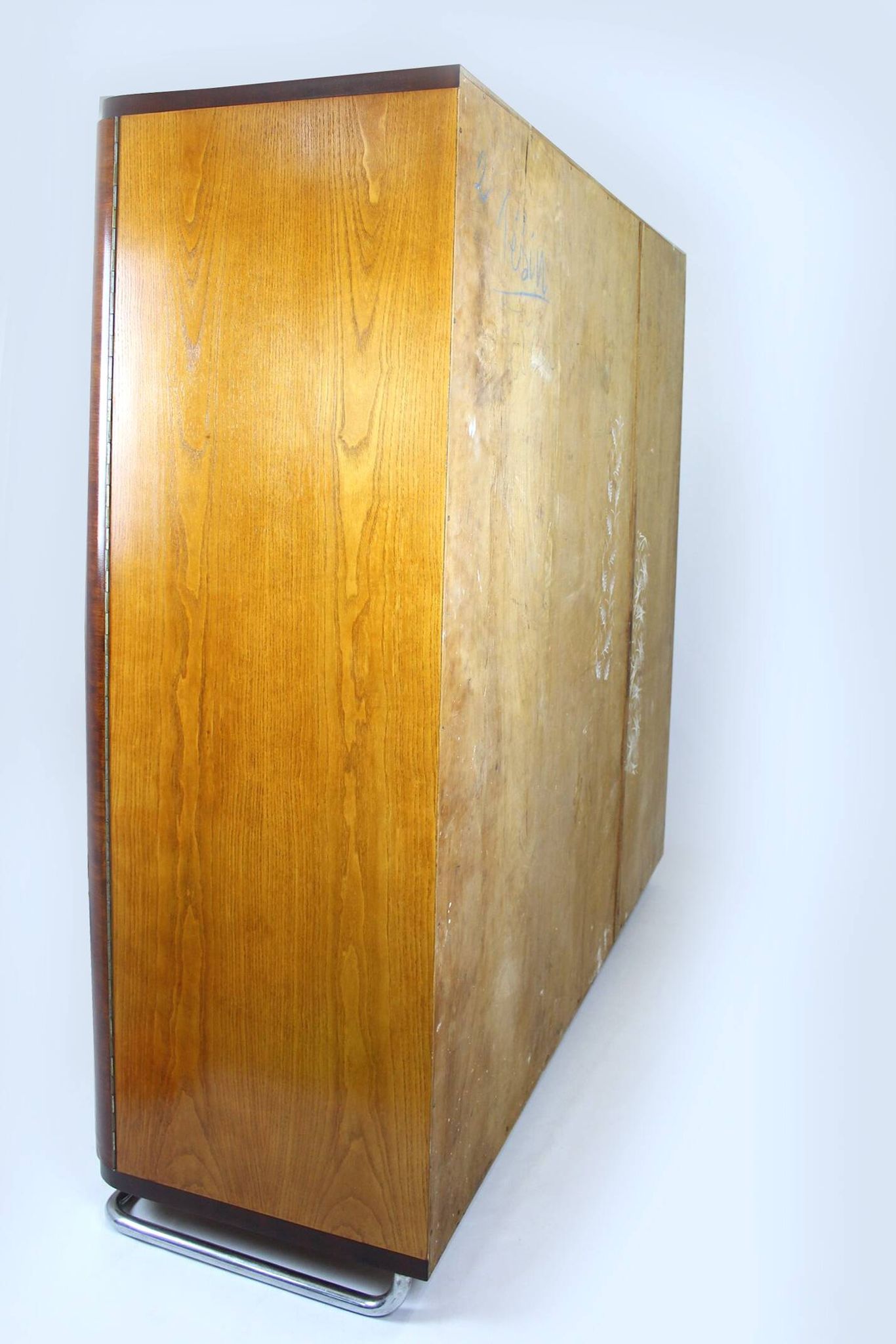 Vintage Bauhaus Chromed Tubular Steel Wardrobe by Hynek Gottwald, 1930s