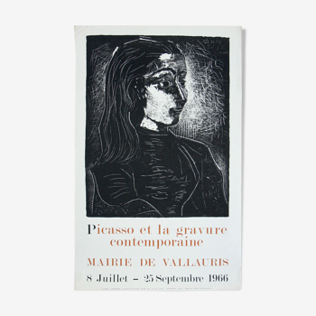 Poster of exhibition with the portrait of Jacqueline, exhibition 1966 Vallauris, 72 cm x 42.5 cm.