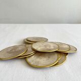 12 coasters in mother-of-pearl and vintage brass