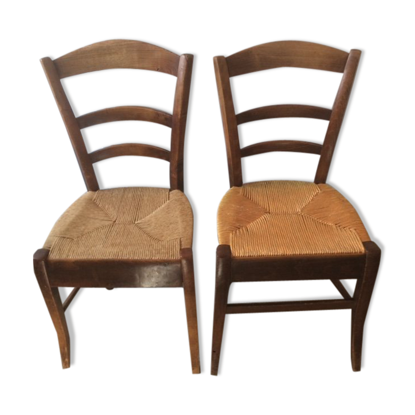 Wooden farm chairs pair