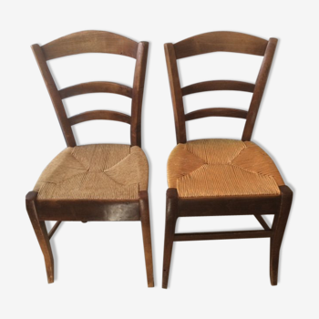 Wooden farm chairs pair