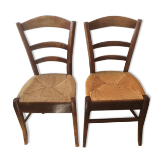 Wooden farm chairs pair