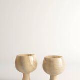Hand Turned Light Brown Onyx Goblets Candleholders, Set of 2