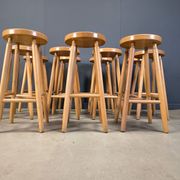 Alpine style chalet stools in wood, set of 9 - 1970s