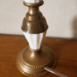 Old brass and opaline lamp