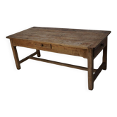 Table de salle à manger rustique française du XVIIIe siècle en vieux orme, style ferme