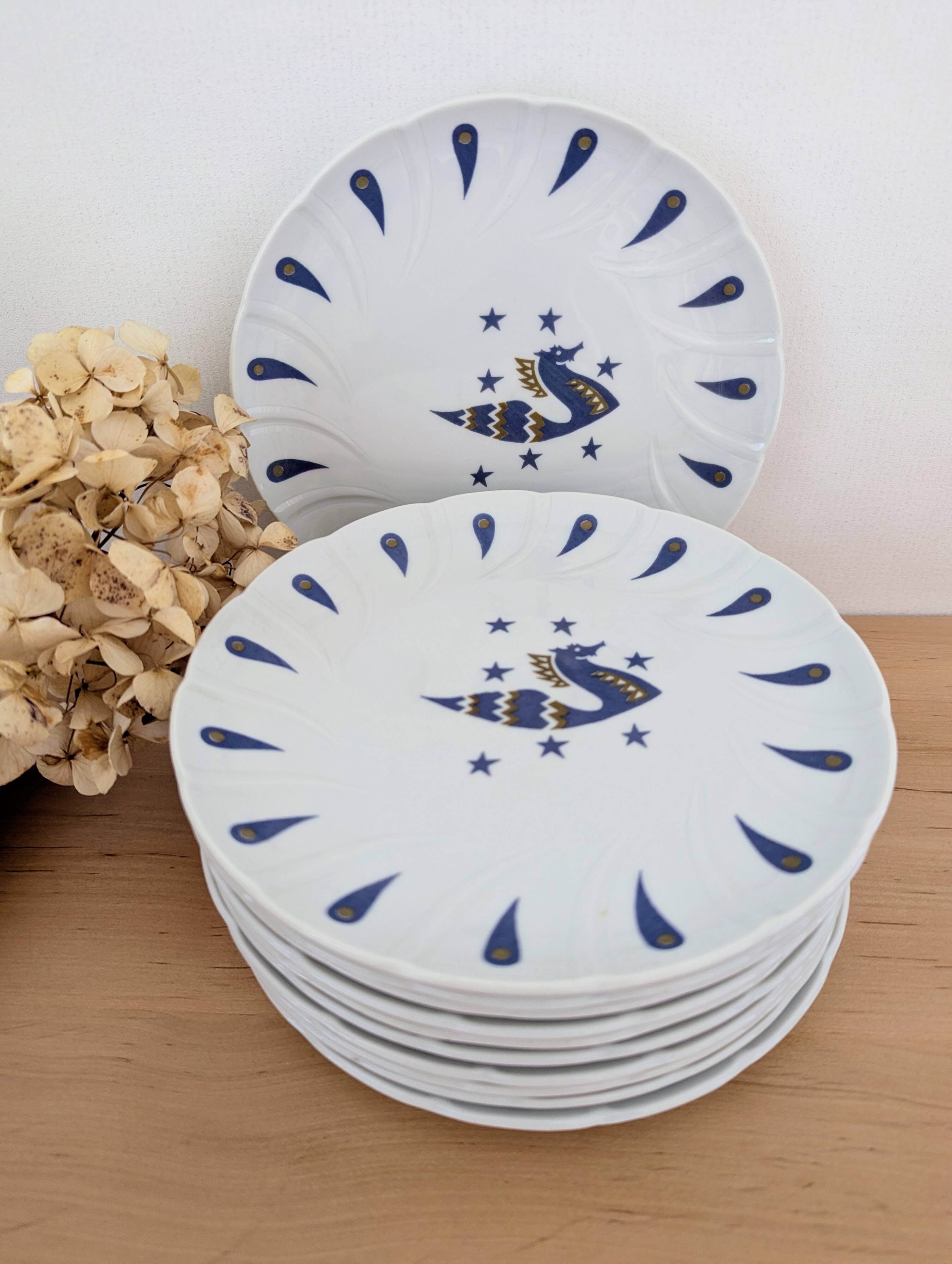 12 assiettes à dessert Air France Bernardaud Limoges décor Jean Picart