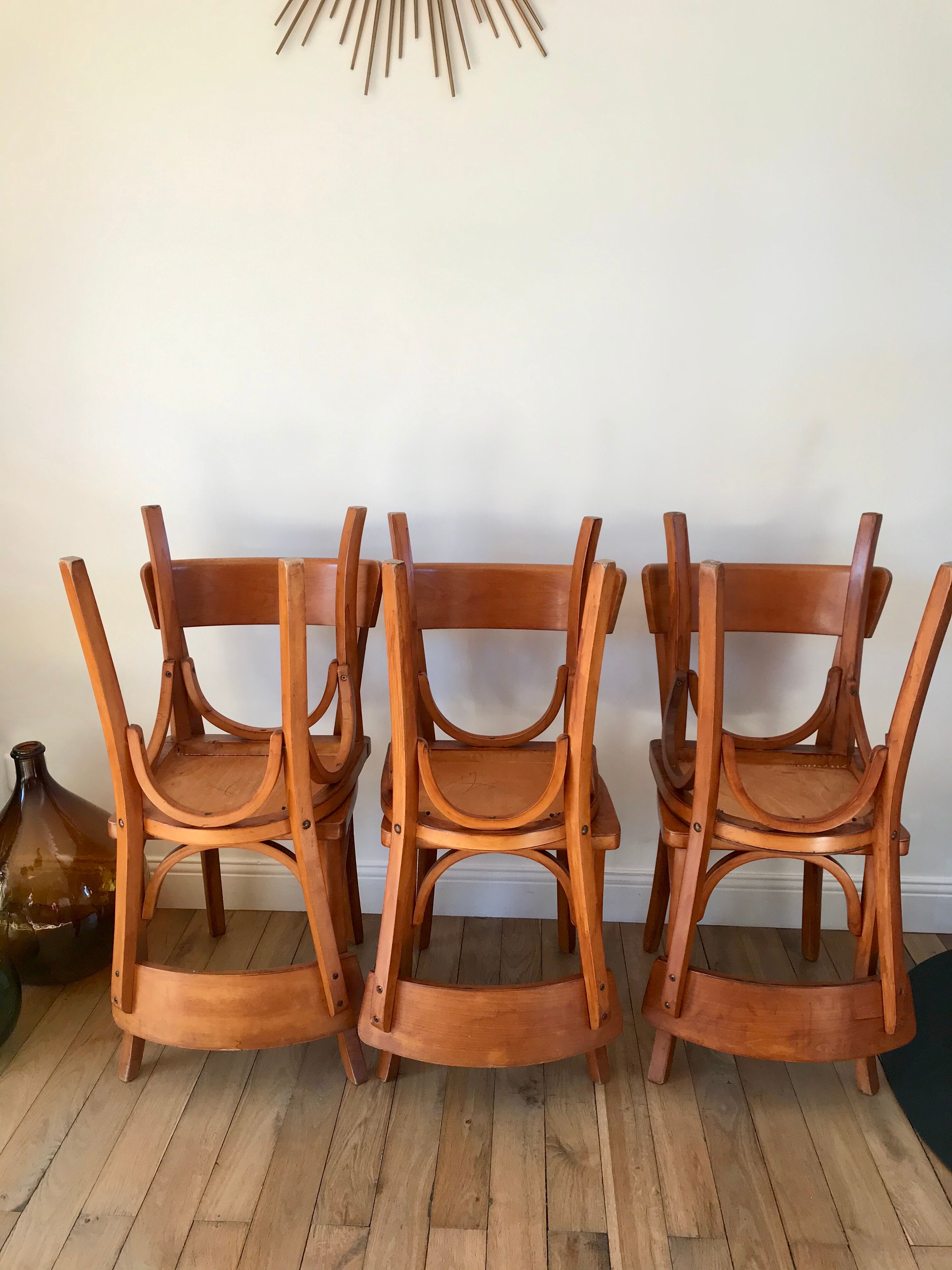 Set of 6 Luterma bistro chairs in beech wood 40-50s