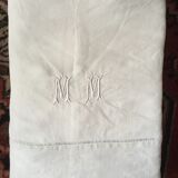 Linen thread sheet with monogram M M