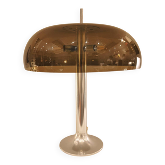 Large smoked plexiglass mushroom lamp, Arlus edition, 1970.