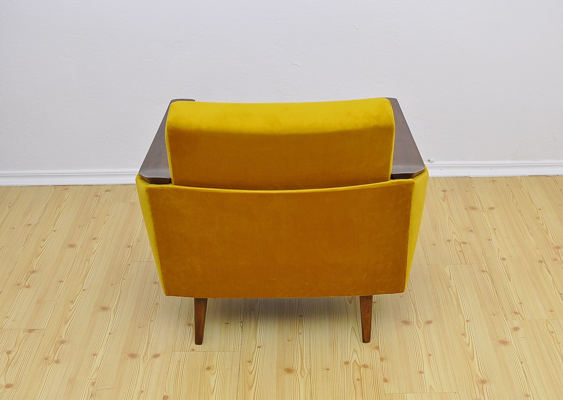 Yellow velvet armchair, 1960s