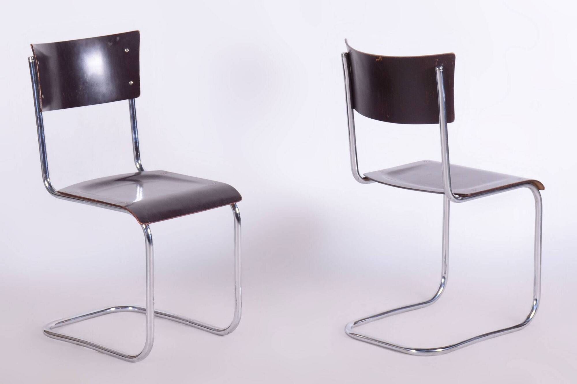 Set of 4 Restored Bauhaus Chairs, Mart Stam, Robert Slezak, Czechia, 1930s