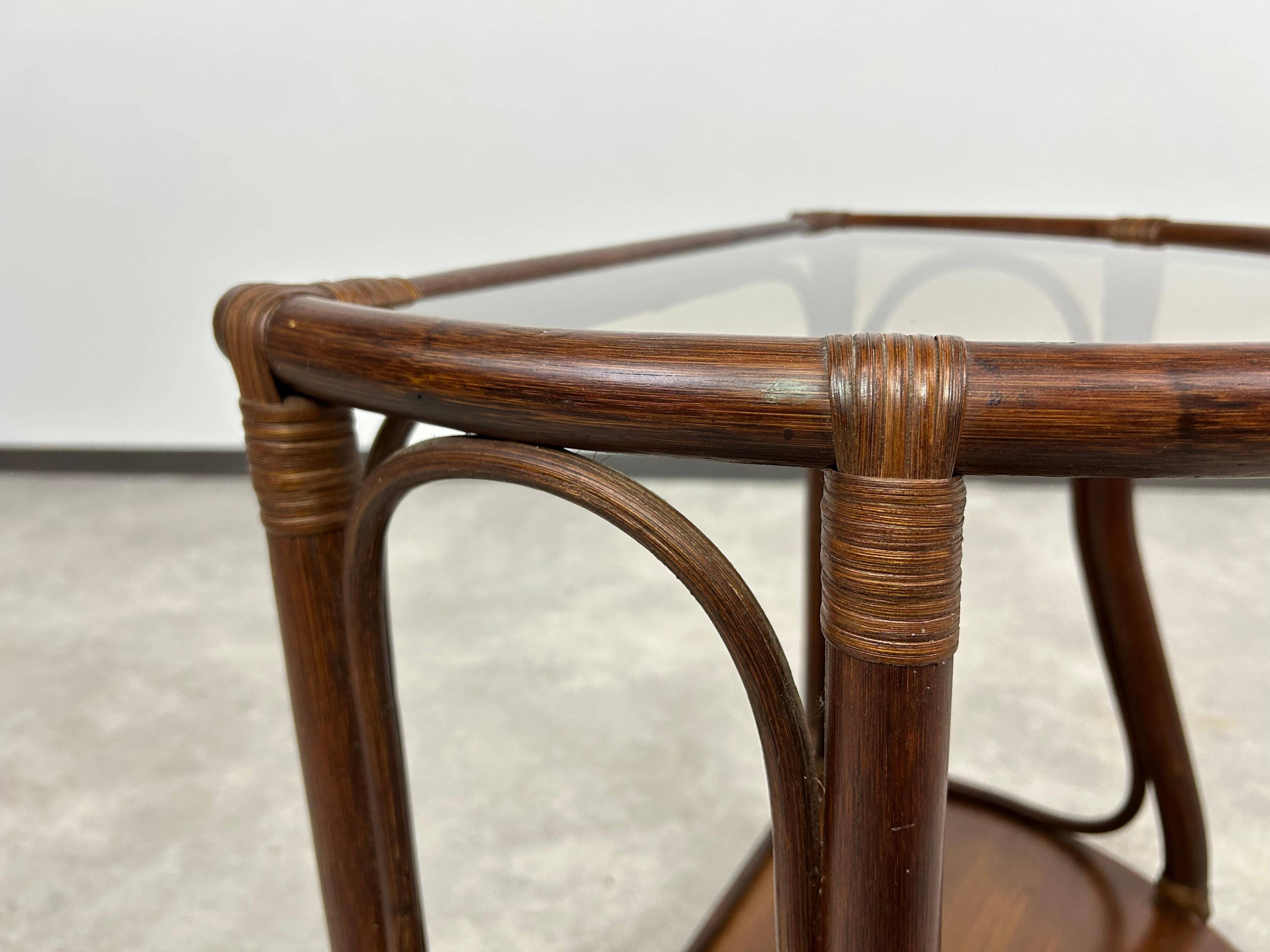 Bamboo side table in Mid-Century Modern style by Gervasoni