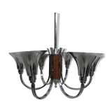 Art Deco hanging lamp with 6 chromed vials